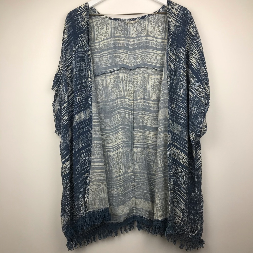 Roxy Oversized Open Cardigan with Fringe Hem